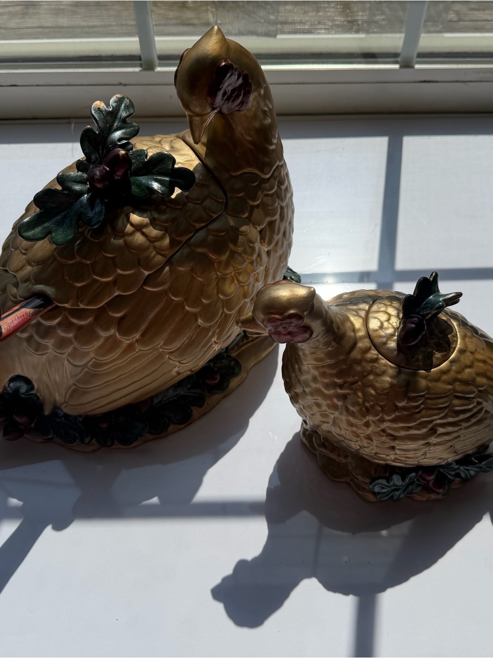 J Willfred Charles Sadek Gold Bird Tureen Teapot Set